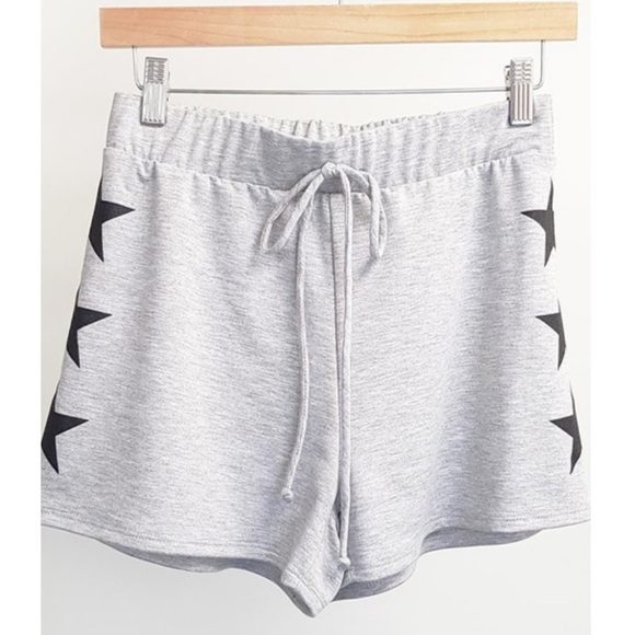 Heather Gray Side Star Printed Knit Shorts - Picture 1 of 8